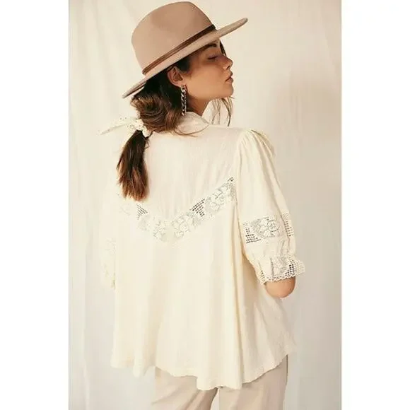 Free People Walk in the Park Top - Cream- S - New - Picture 5 of 11